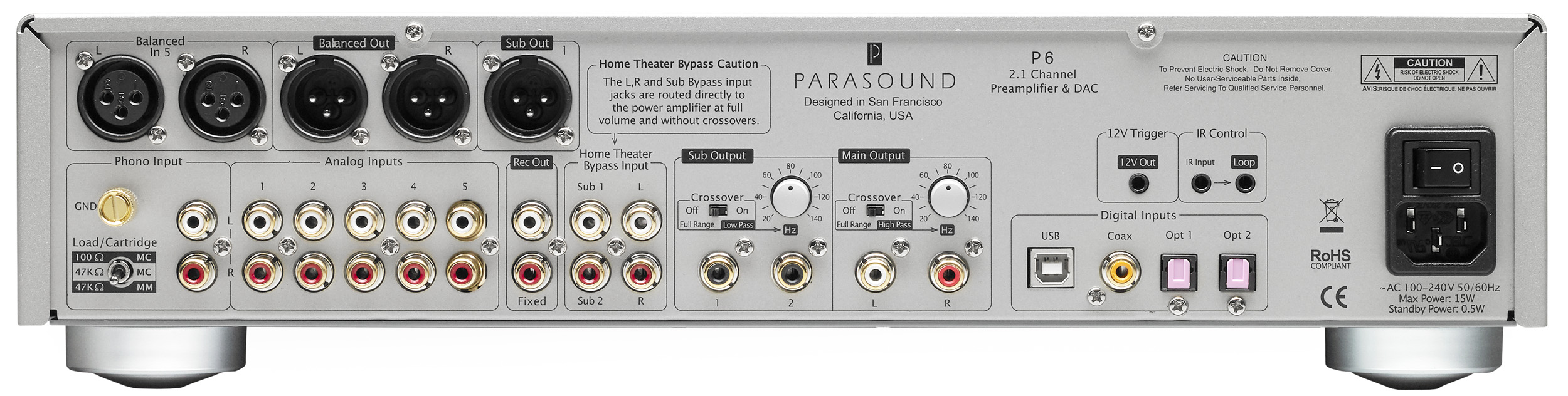 Стерео предусилитель Parasound P6 silver